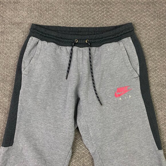 Nike Air Fleece Joggers Sweatpants Men's Large Gray Black Sportswear AQ7257 091 - Picture 2 of 15